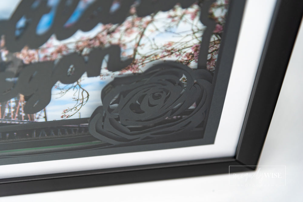 Portland Stag & Cherry Blossoms 12 x12 Shadow Box Art Print
