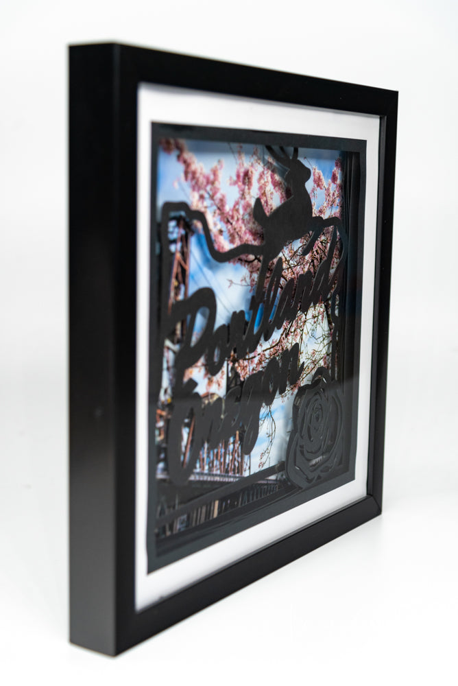 Portland Stag & Cherry Blossoms 12 x12 Shadow Box Art Print