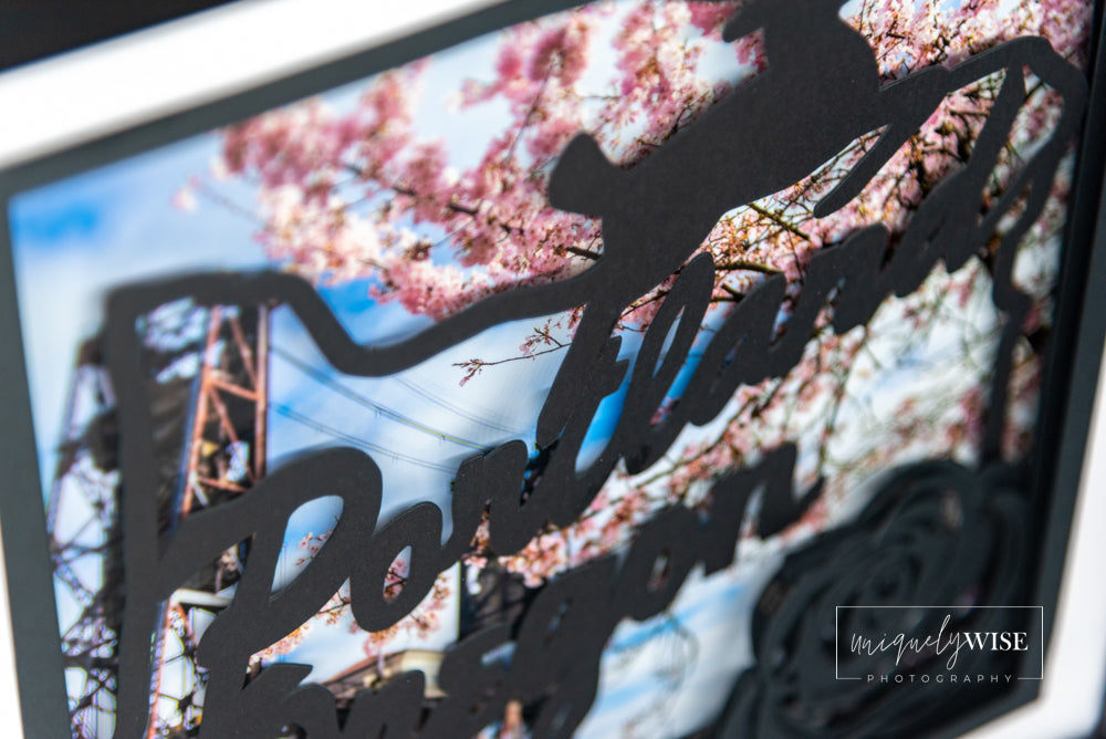 Portland Stag & Cherry Blossoms 12 x12 Shadow Box Art Print