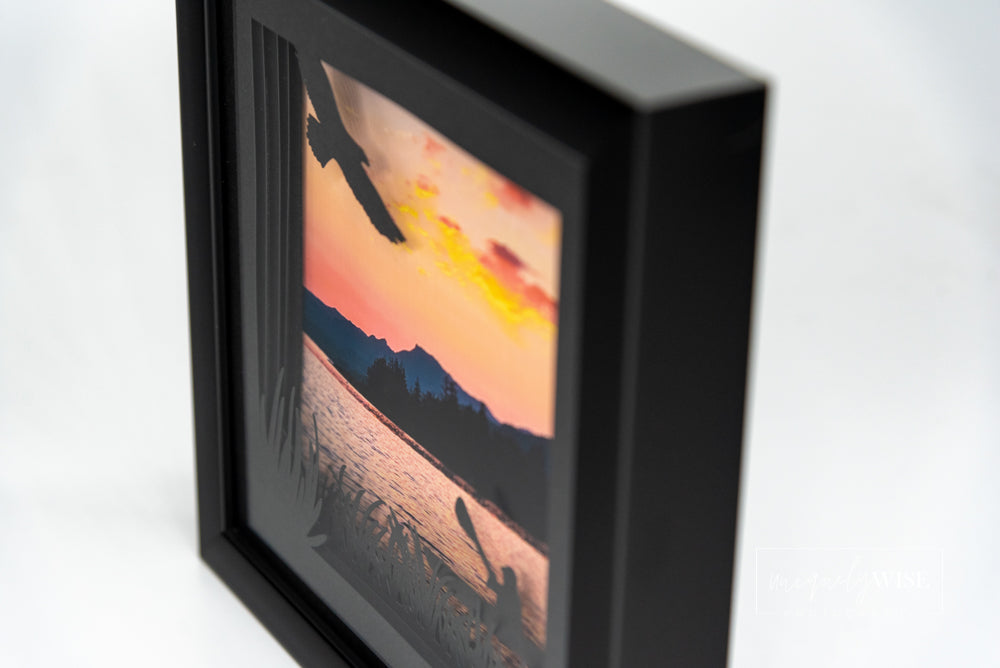 Sunset Kayaker Shadow Box Art Print