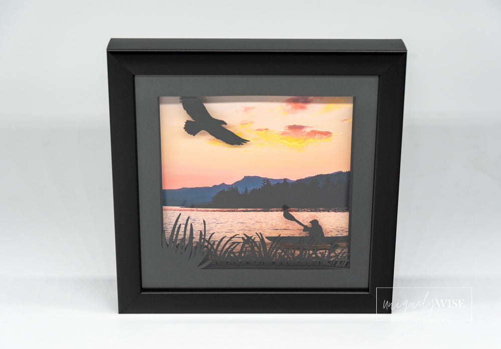 Sunset Kayaker Shadow Box Art Print