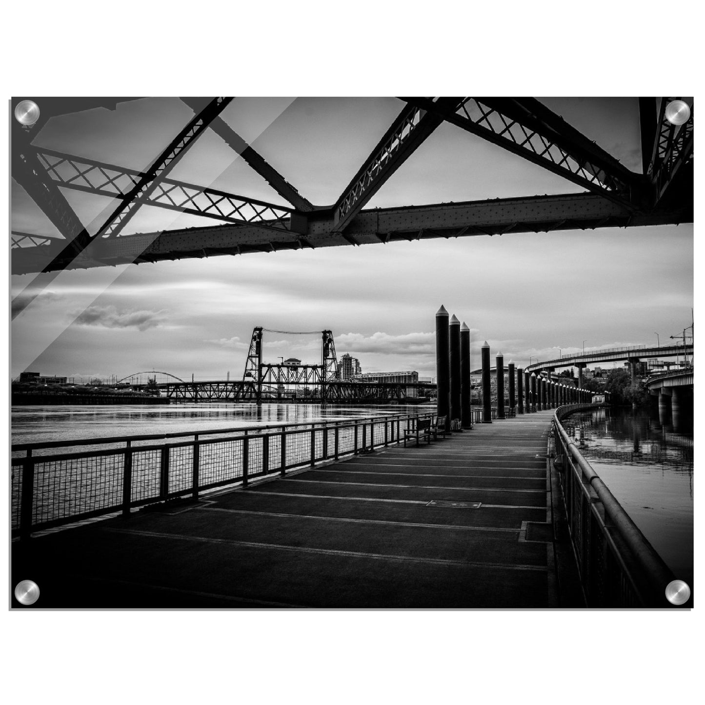 Moody Bridges in Black & White Acrylic Print