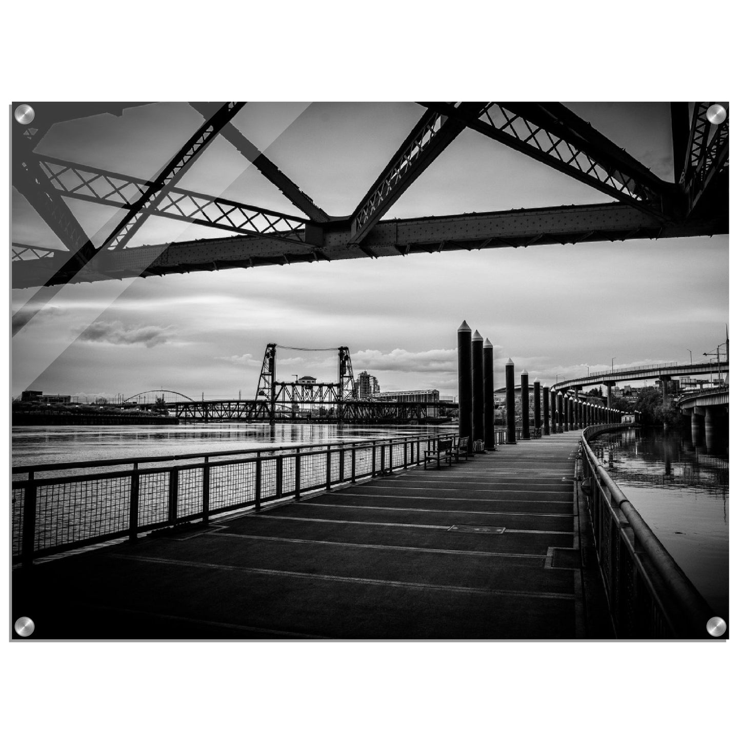 Moody Bridges in Black & White Acrylic Print