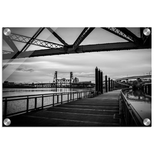 Moody Bridges in Black & White Acrylic Print