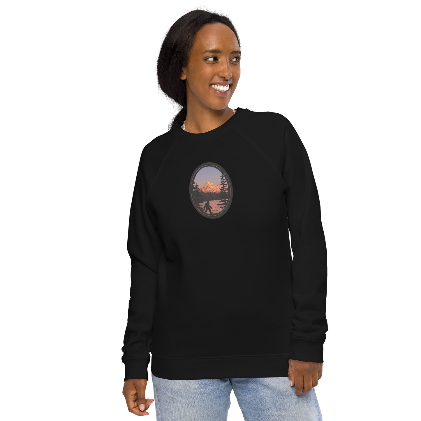 Lost Lake Sasquatch Unisex organic raglan sweatshirt